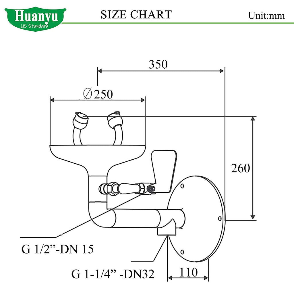 Eye Wash Station Wall Mount Stainless Steel Emergency Eyewash Station with Eye Wash Sign L38602