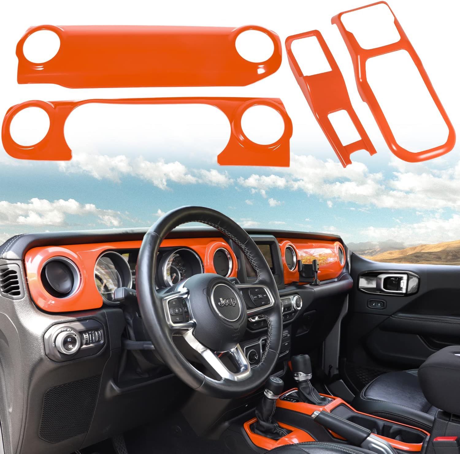 Purple Center Console Dashboard Trim Gear Shift Panel Cover 4PCS U971