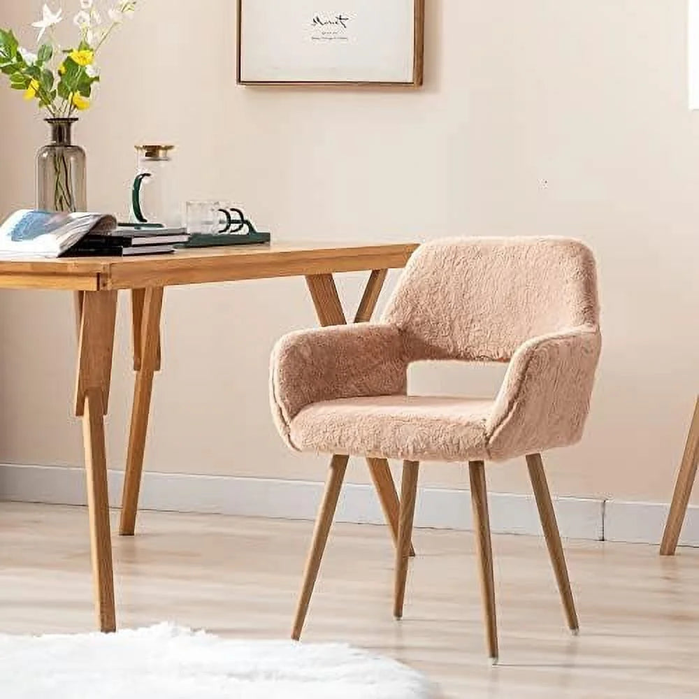 Faux Sherpa Accent Armchair with Metal Legs P135