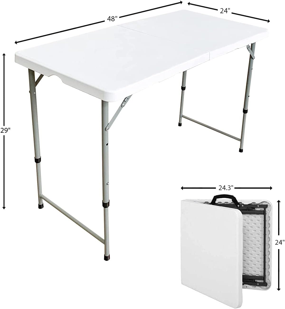 White Folding Plastic Dining Table with Handle S756155