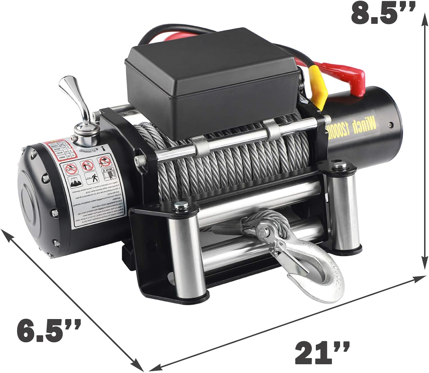 12V DC Winch with Steel Cable Wire Rope, 5.4 Ton (12000 lb) Pulling Capacity C143414