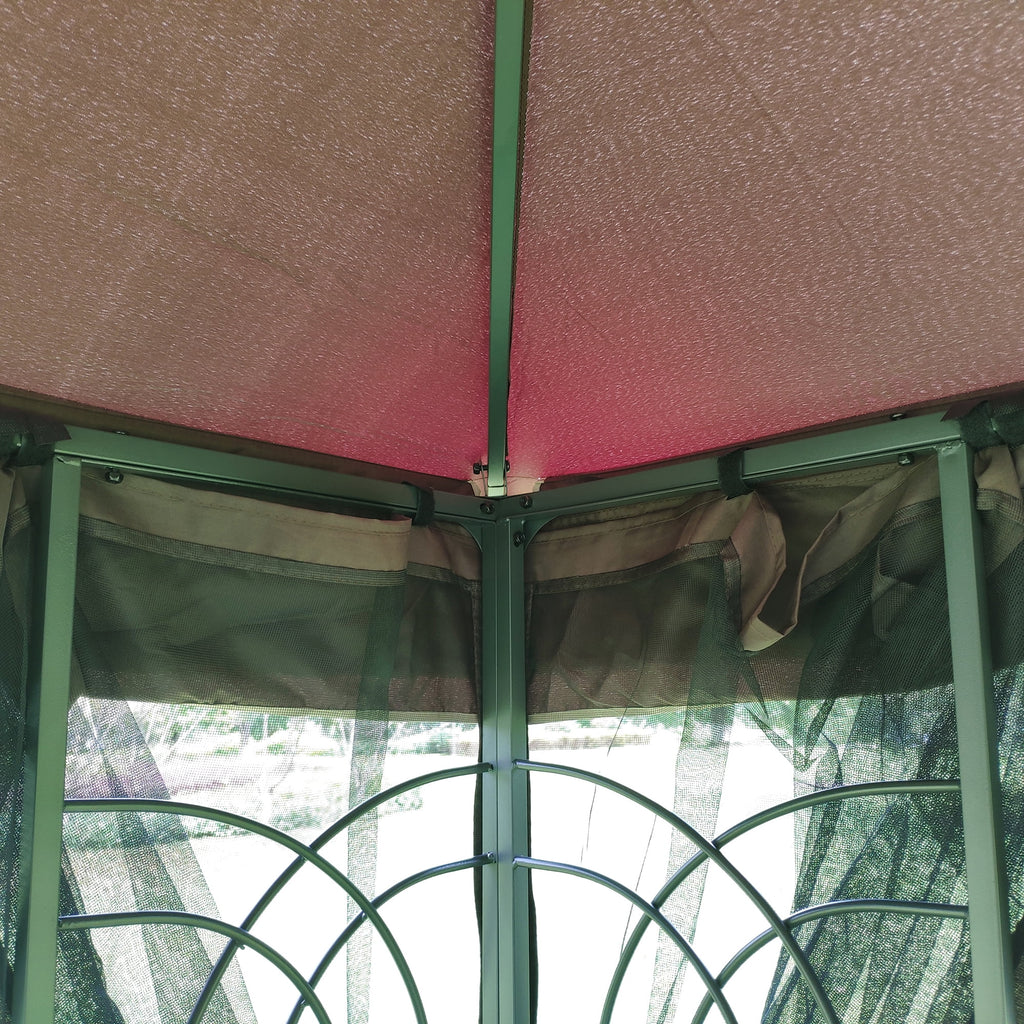 Ventilated Double Roof Gazebo with Mosquito Netting S4854