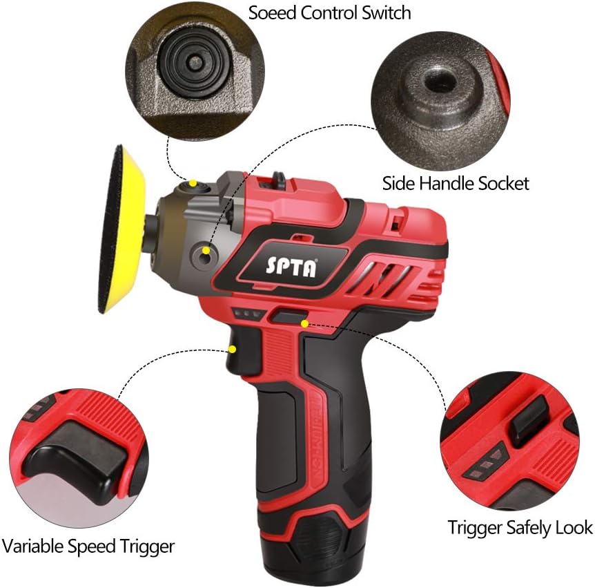 12V Cordless Car Polisher and Buffer with 1500mAh Li-ion Battery, Pack of 2 F39905
