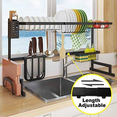 Length Adjustable Stainless Steel Over Sink Rack 2 Tier Shelf I36263