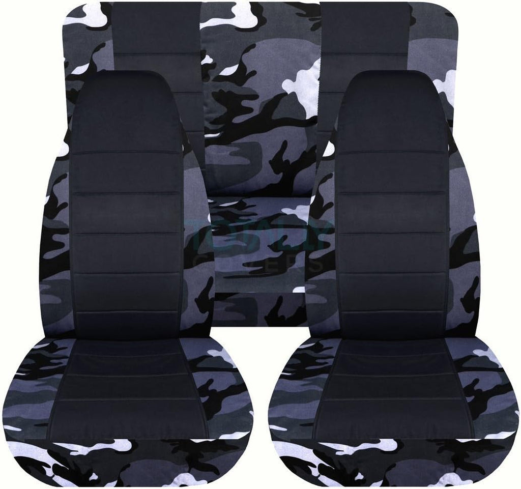 Camo & Black Seat Covers Full Set Front Rear 2-Door D271