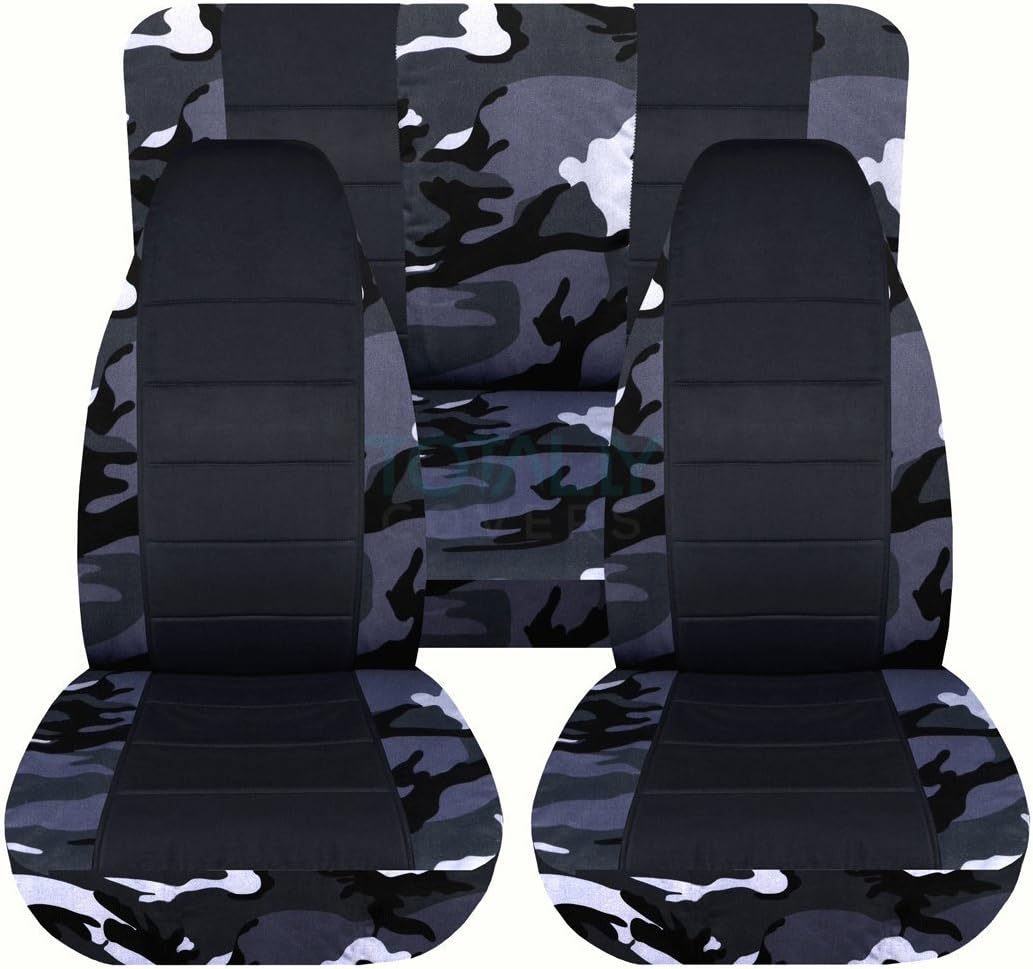 Camo & Black Seat Covers Full Set Front Rear 2-Door D271