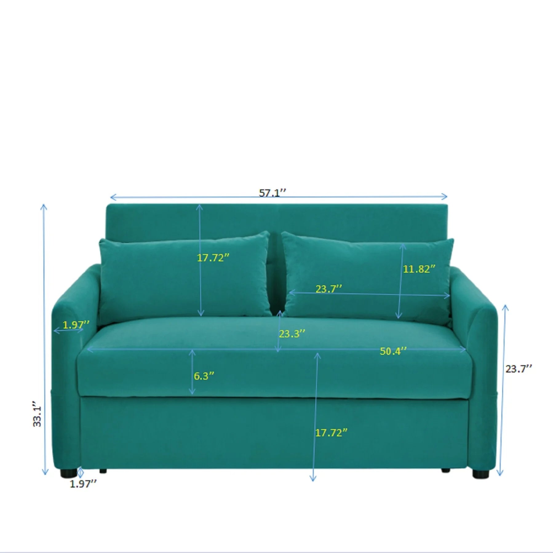 Blue Velvet Loveseat Sofa Y490