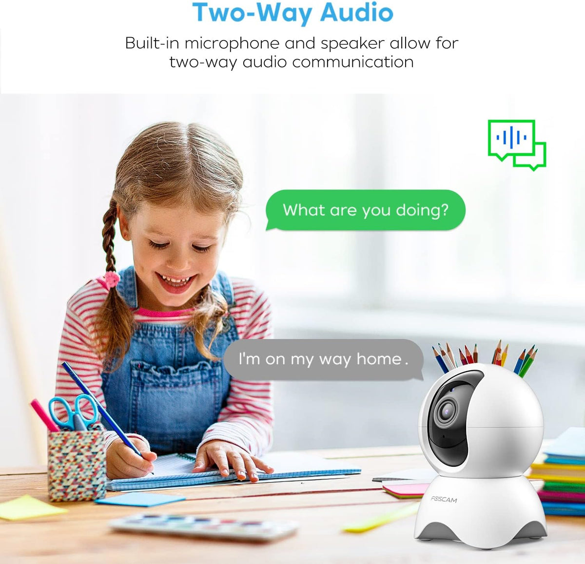 5MP WiFi Dome Indoor Security Camera Pan/Tilt IP Camera with 2 Way Audio Night Vision, Pack of 2 T85983