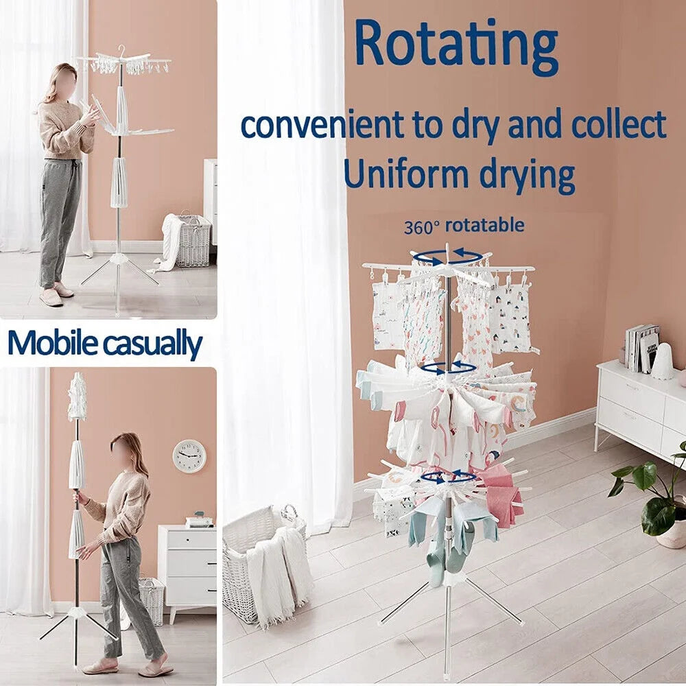 White Stainless Steel 3-Tier Foldable Clothes Drying Rack V917