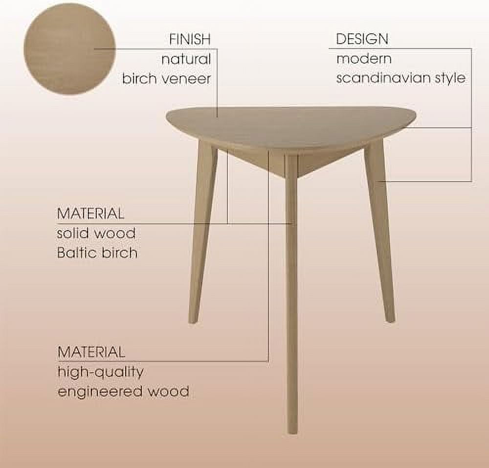 White Brown Birch Solid Wood Round Table X48885