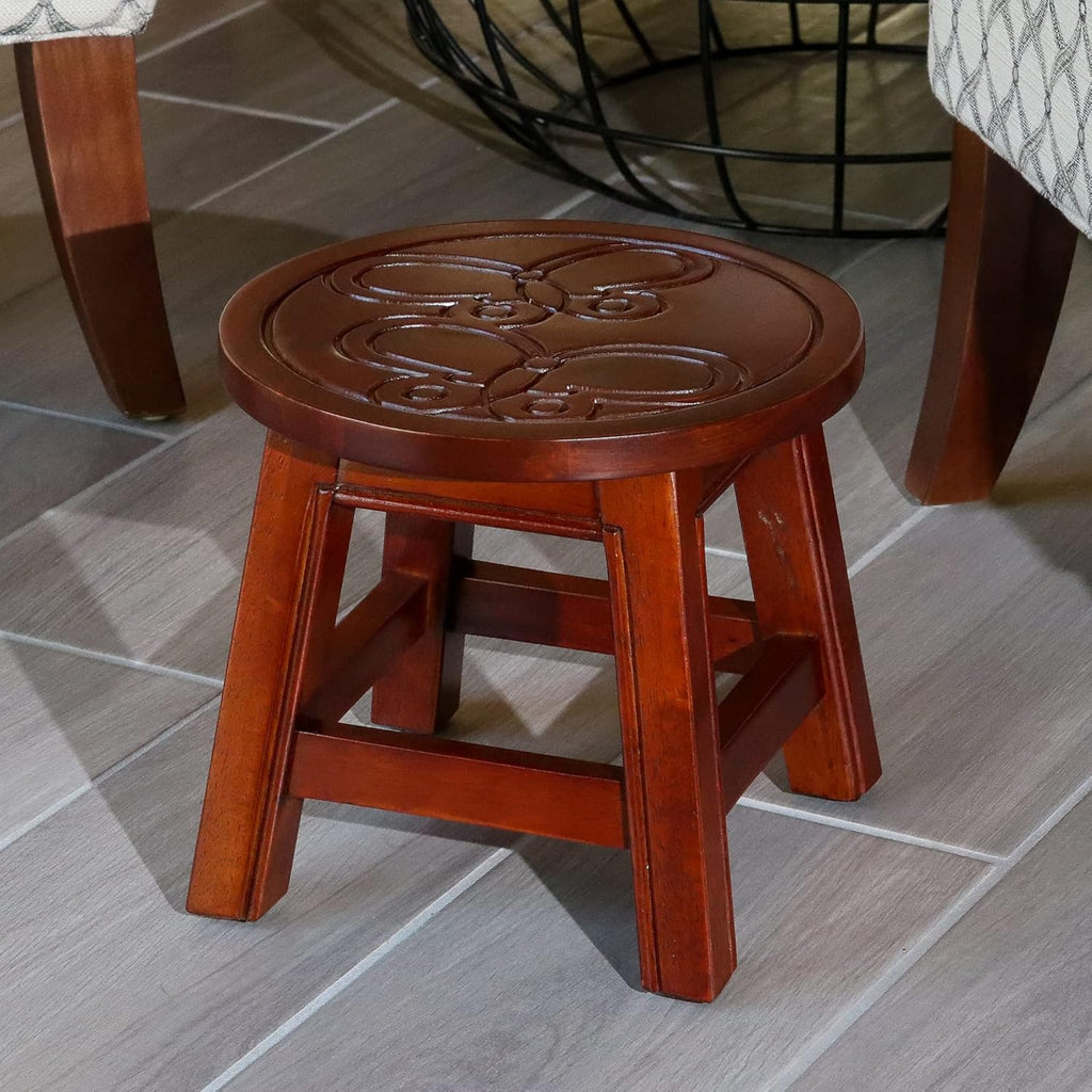 Espresso Carved Wooden Step Stool F56326