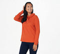 Burnt Orange Waffle Knit Cowlneck Top Y534