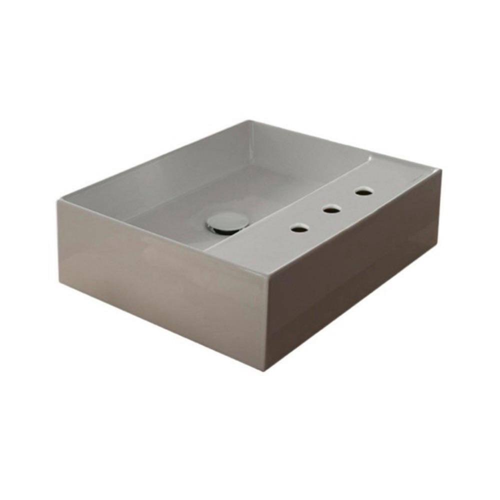 White Three Hole Bathroom Sink P47613