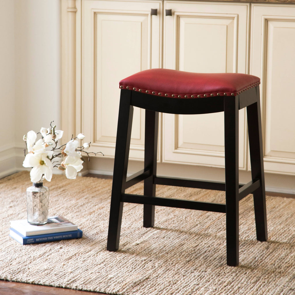 Red Bonded Leather Counter Stool N4953