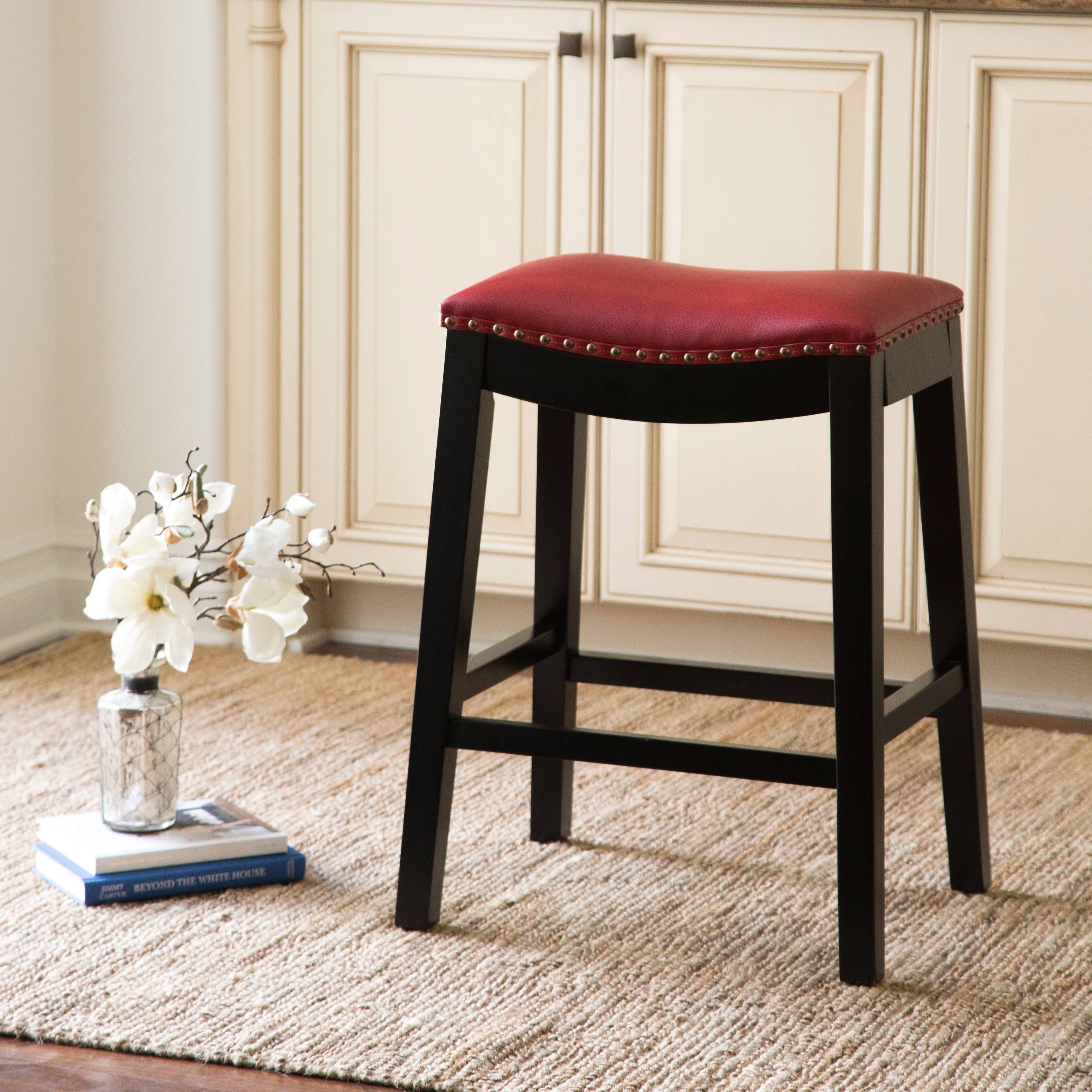 Red Bonded Leather Counter Stool N4953