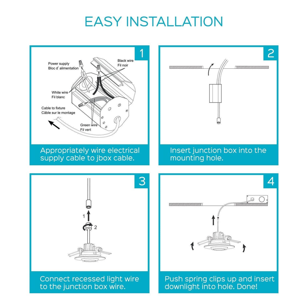 2 inch Gimbal LED Recessed Light with Junction Box, 5W, 400 Lumens, Dimmable Downlight, Damp & IC Rated (6 Pack) Q96890