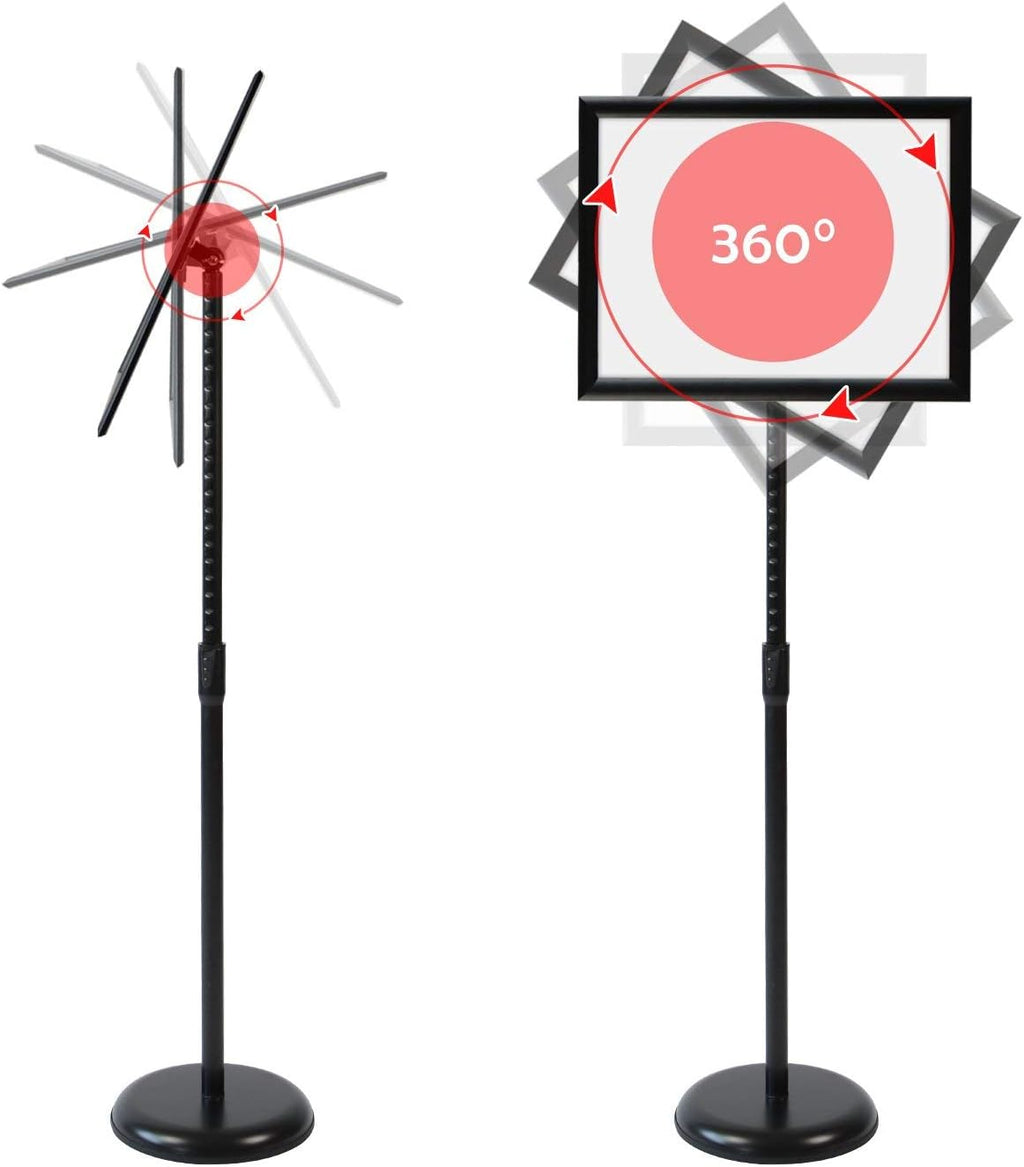 Black Pack of 2 Adjustable Aluminum Floor Standing Sign Holder A7334