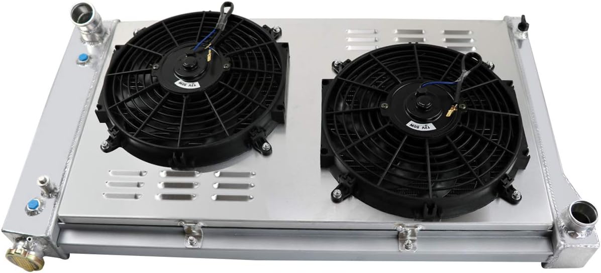 52MM 3 Row Aluminum Radiator with 2X12" Fan and Louver Shroud B64717