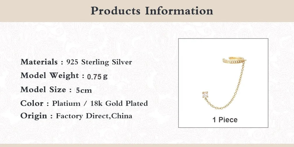 Diamond Ear Clip Tassel Earrings D3546