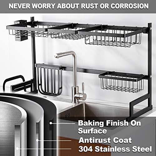 Length Adjustable Stainless Steel Over Sink Rack 2 Tier Shelf I36263