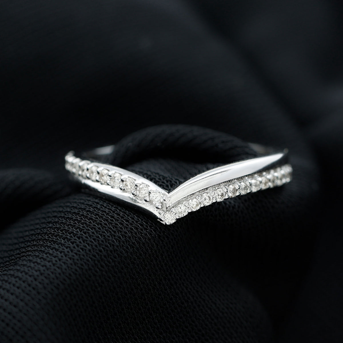 1/4 CT Diamond Chevron Ring in Pave Setting, 925 Sterling Silver G3128