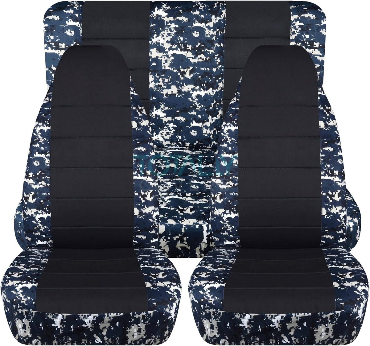 Camo & Black Seat Covers Full Set Front Rear 2-Door D271