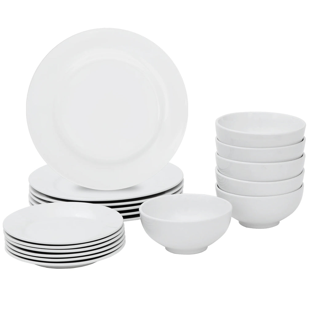 White 18 Pc Dinnerware Set for 6 S15446