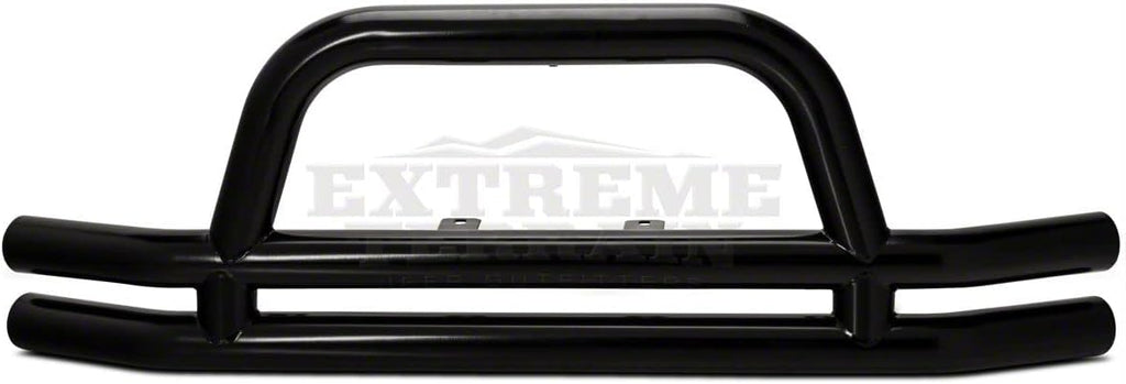 Gloss Black Double Tubular Front Bumper with Classic Over-Rider Hoop Y75237