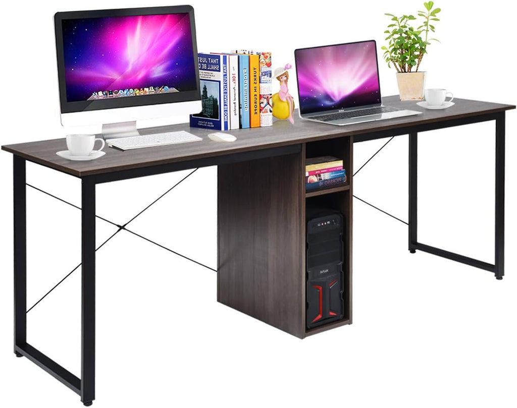 2-Person Desk with Storage & Cabinet V21125