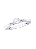 Round and Baguette Cut Diamond Promise Ring in 10K White Gold (1/2 cttw, I-J, I1-I2) (Size-9.5) W864990