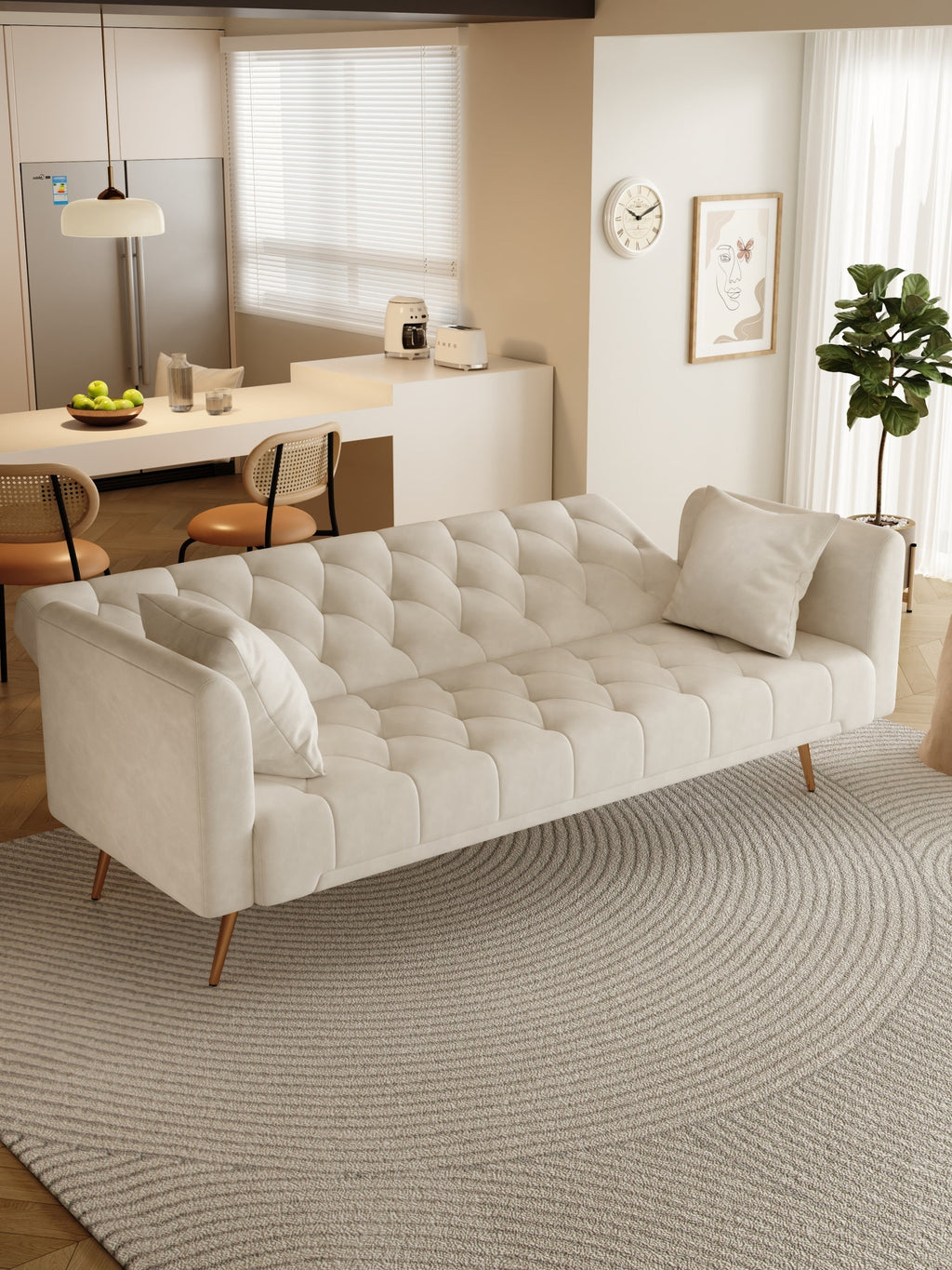Beige Convertible Sofa Bed U50504