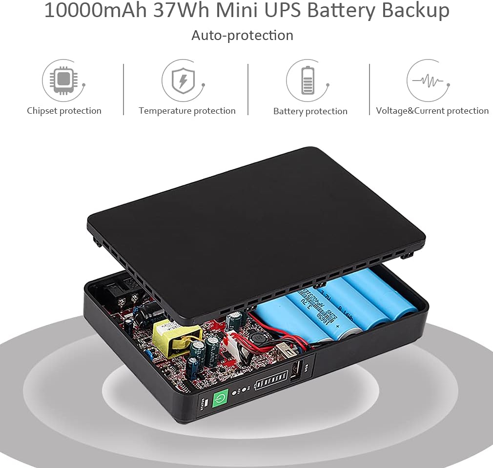Mini UPS Battery Backup Uninterruptible Power Supply with 10000mAh Battery Pack Z25029