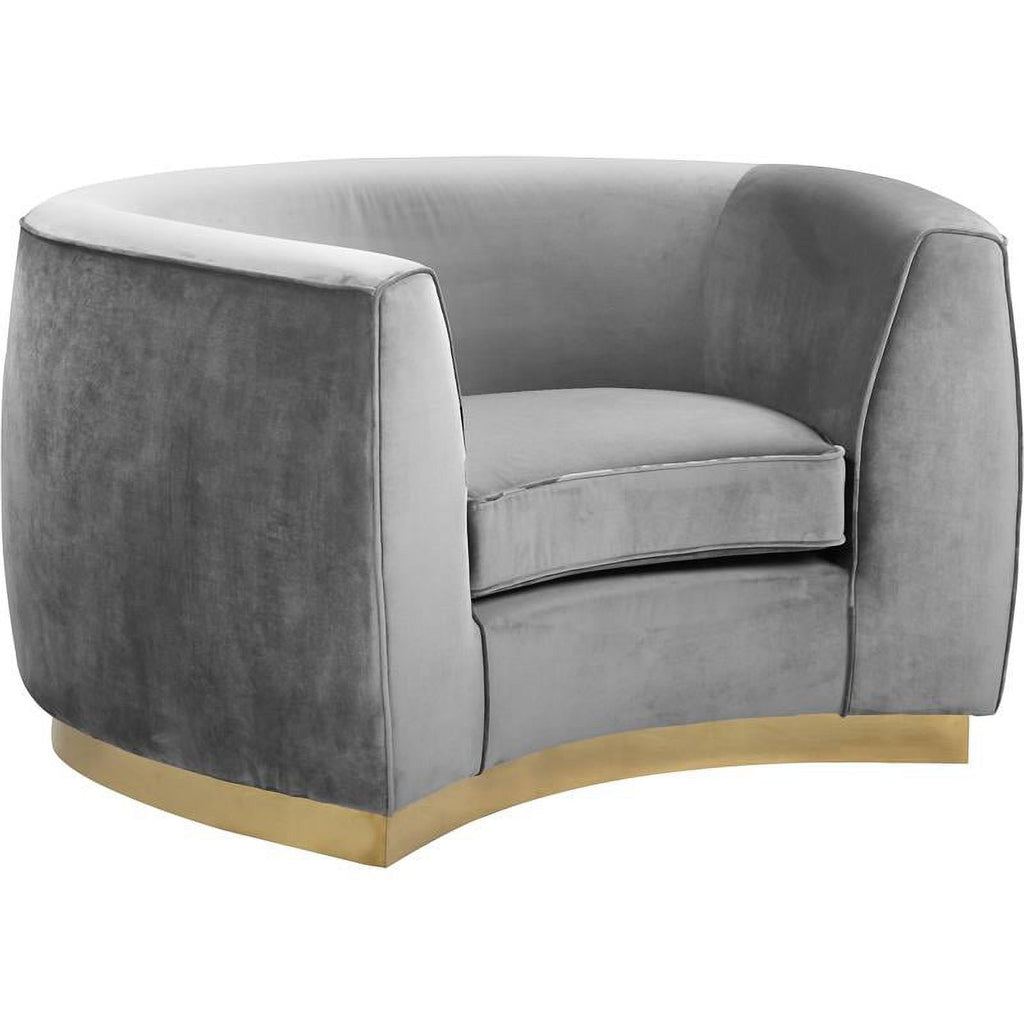 2-Piece Set with Velvet Accent Chair and Chaise in Gray and Gold J451699