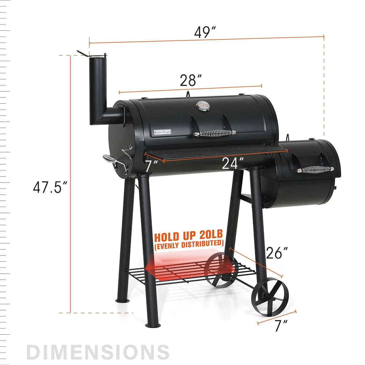 Charcoal Grill with Offset Smoker F88528