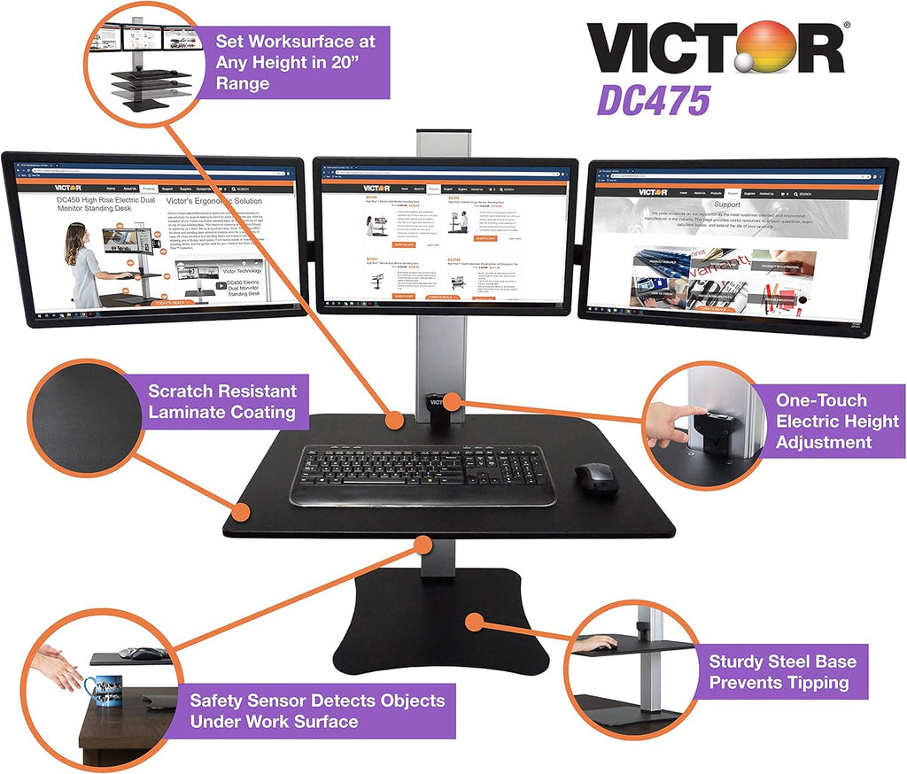 Electric Triple Monitor Standing Desk Converter O4015