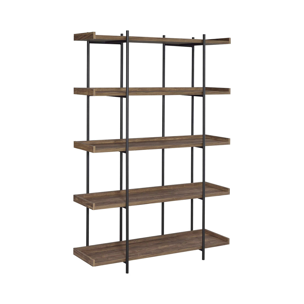 Industrial Aged Walnut and Black Bookcase U30258