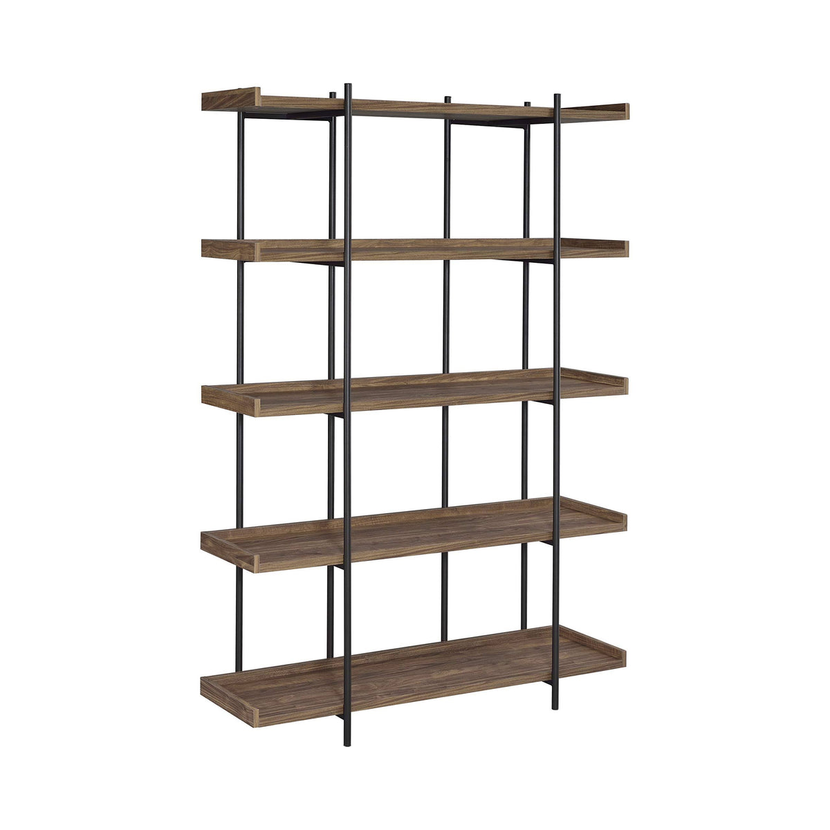Industrial Aged Walnut and Black Bookcase U30258