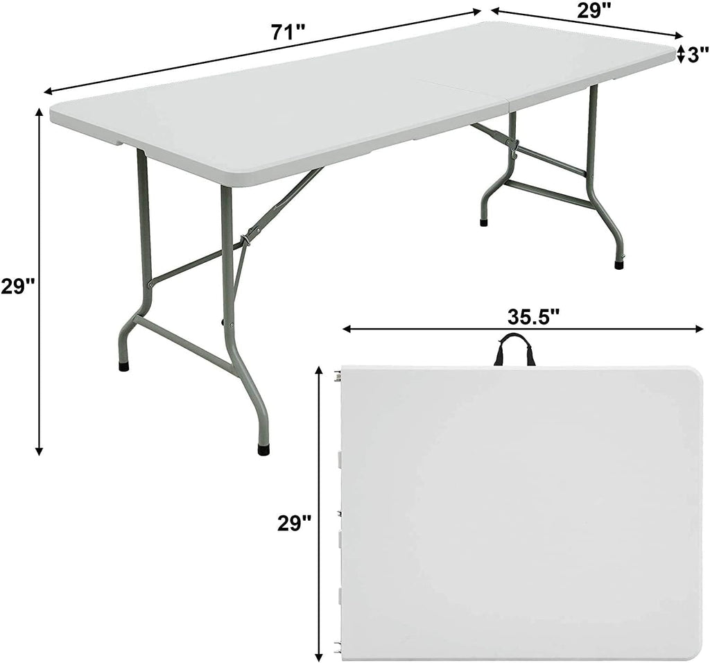 White Folding Plastic Dining Table with Handle S756155