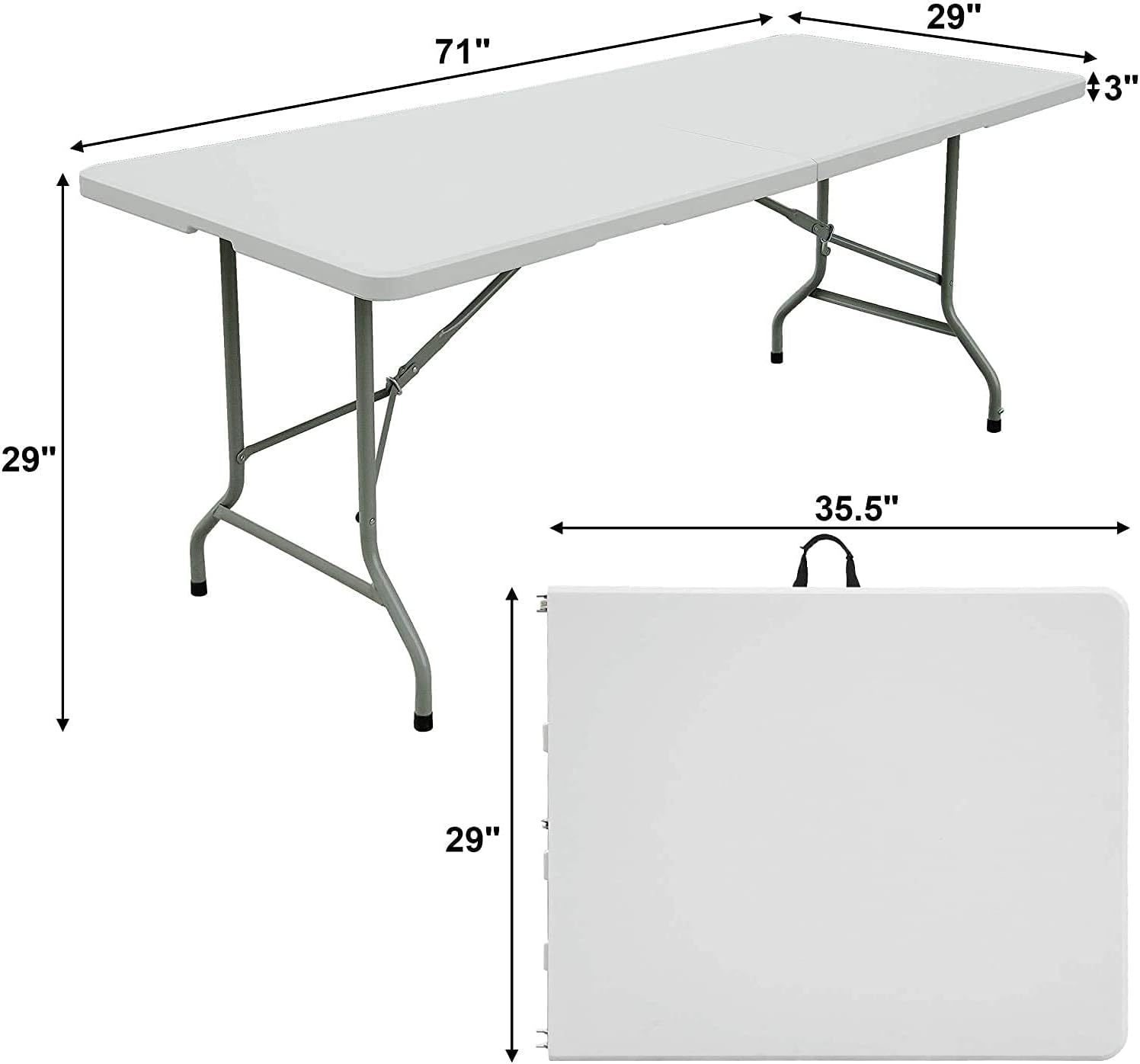 White Folding Plastic Dining Table with Handle S756155