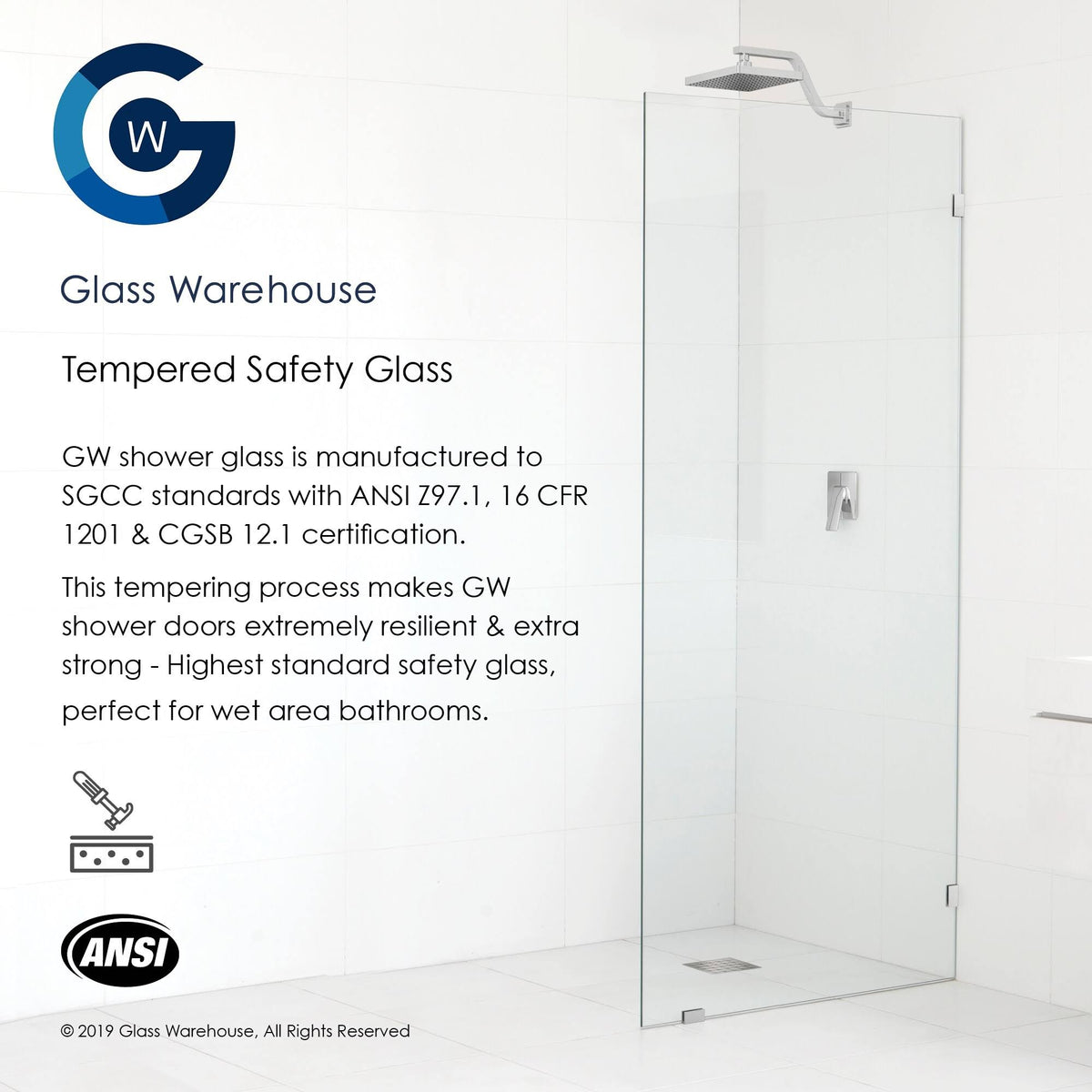 Frameless Fixed Shower Panel V745