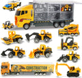 11 in 1 Die-cast Construction Trucks Playset with Carrier Truck W486