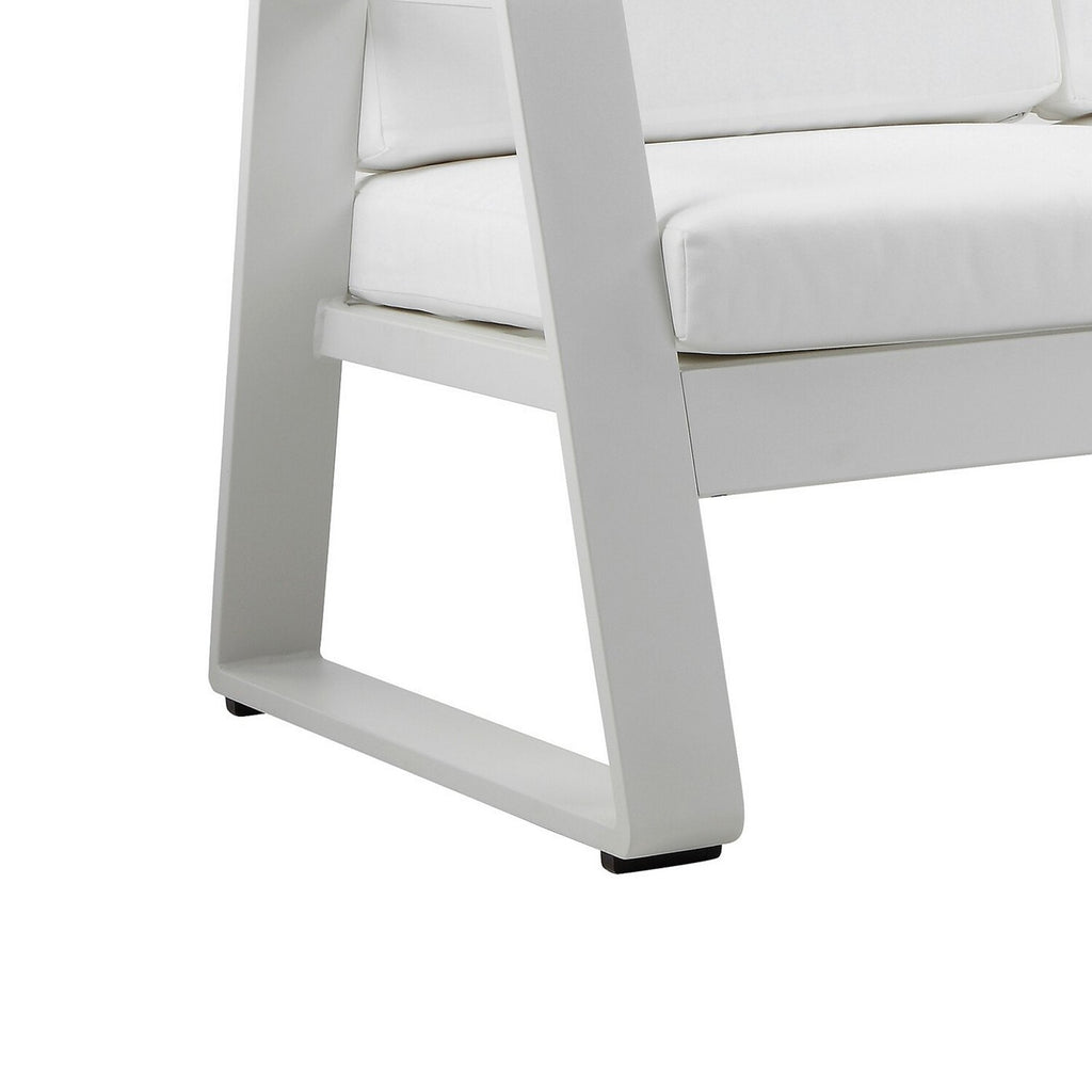 White Aluminum Outdoor Sofa with Fabric Cushions P1453