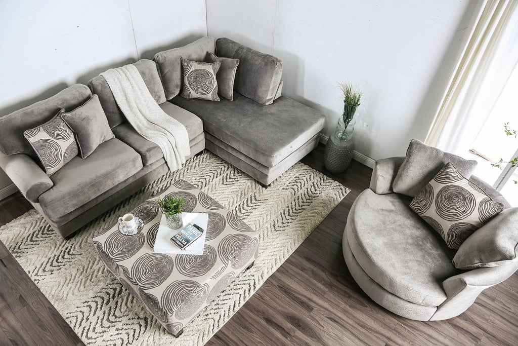Gray Microfiber Living Room Set 3pcs U4080