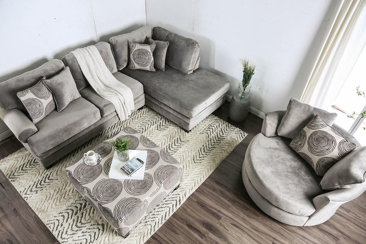 Gray Microfiber Living Room Set 3pcs U4080