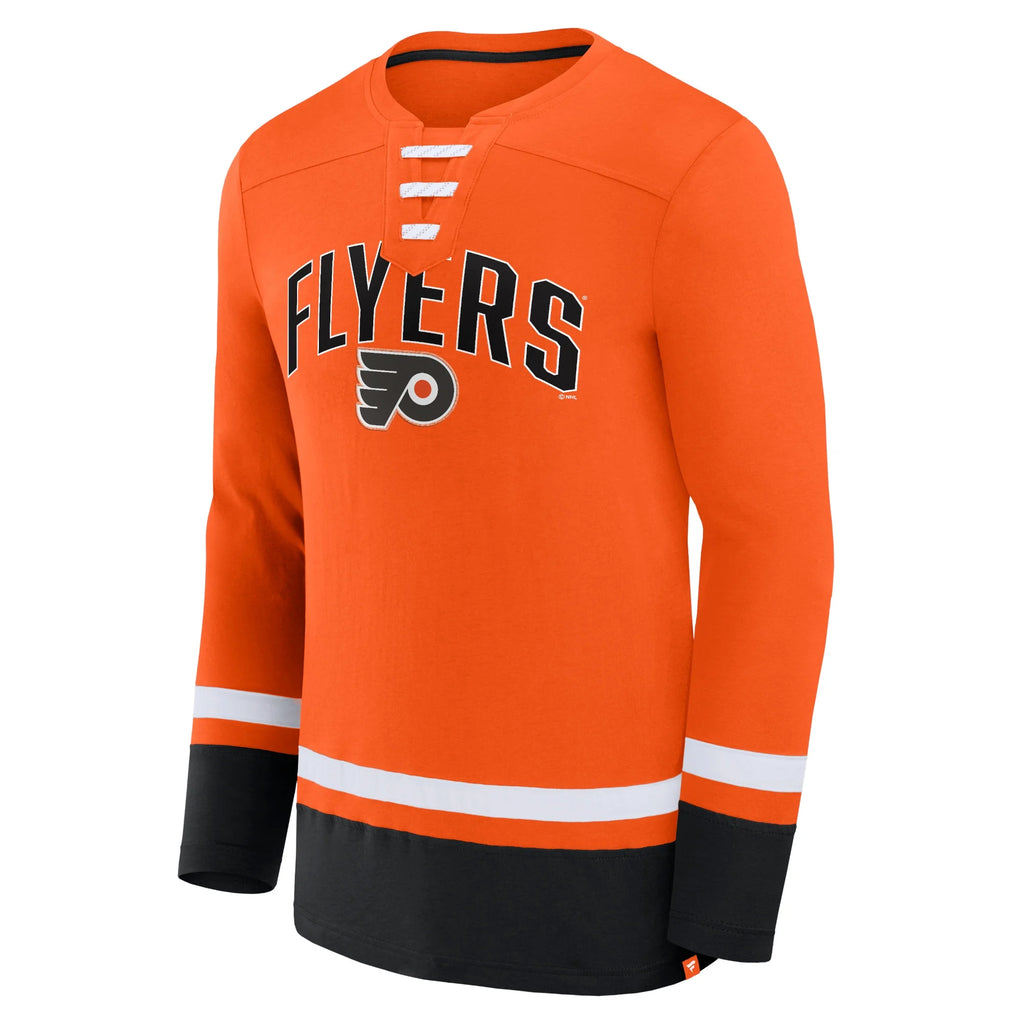 Orange Philadelphia Flyers Back Pass Lace-Up Long Sleeve T-Shirt X463