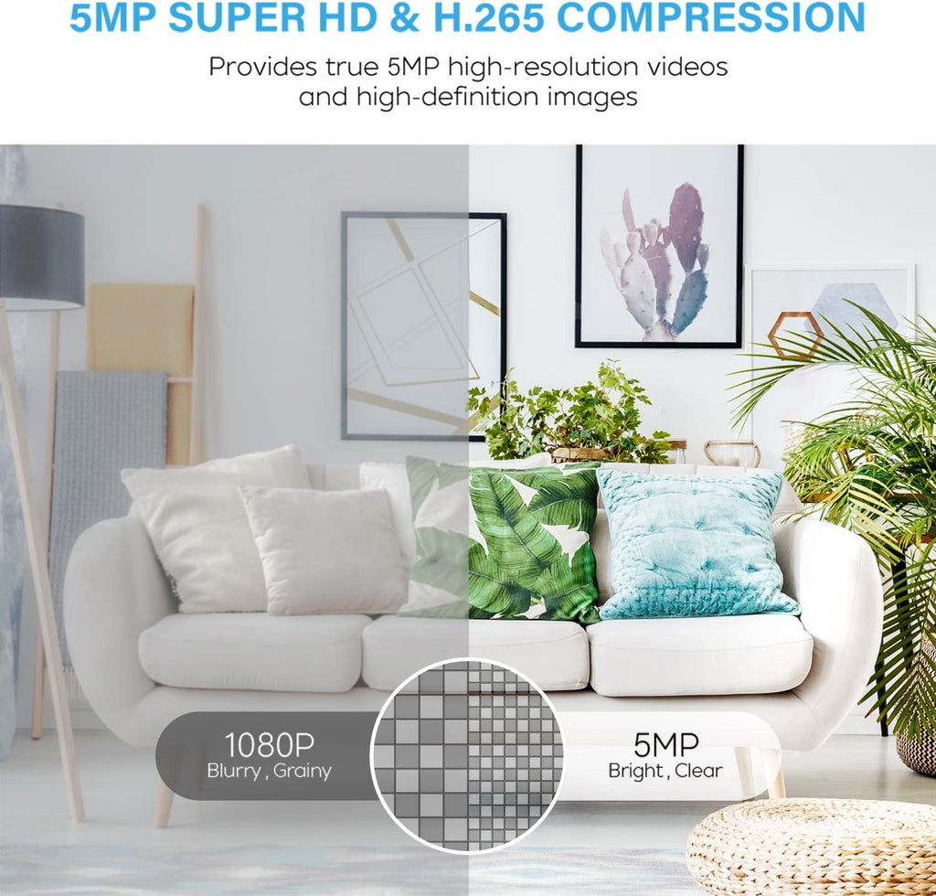 5MP WiFi Dome Indoor Security Camera Pan/Tilt IP Camera with 2 Way Audio Night Vision, Pack of 2 T85983