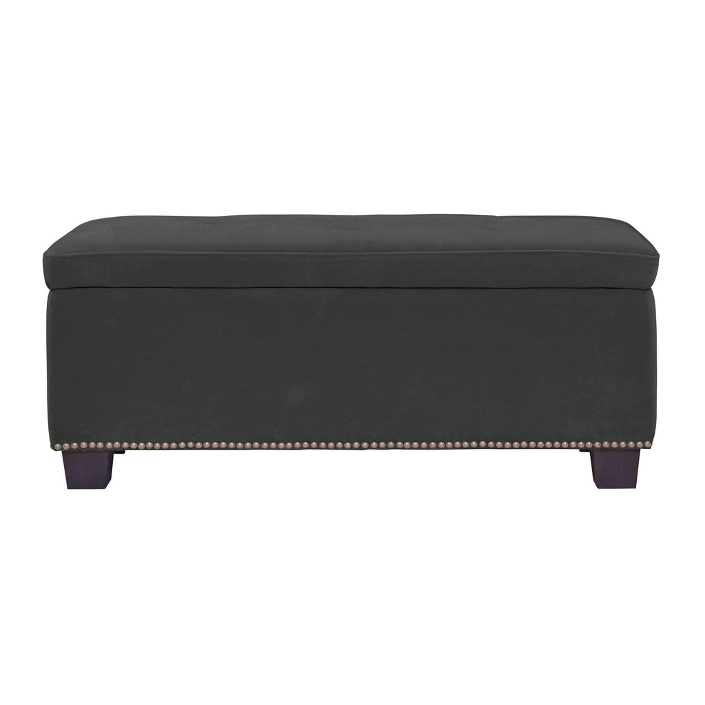 Tufted Storage Ottoman Velvet Gray L4944