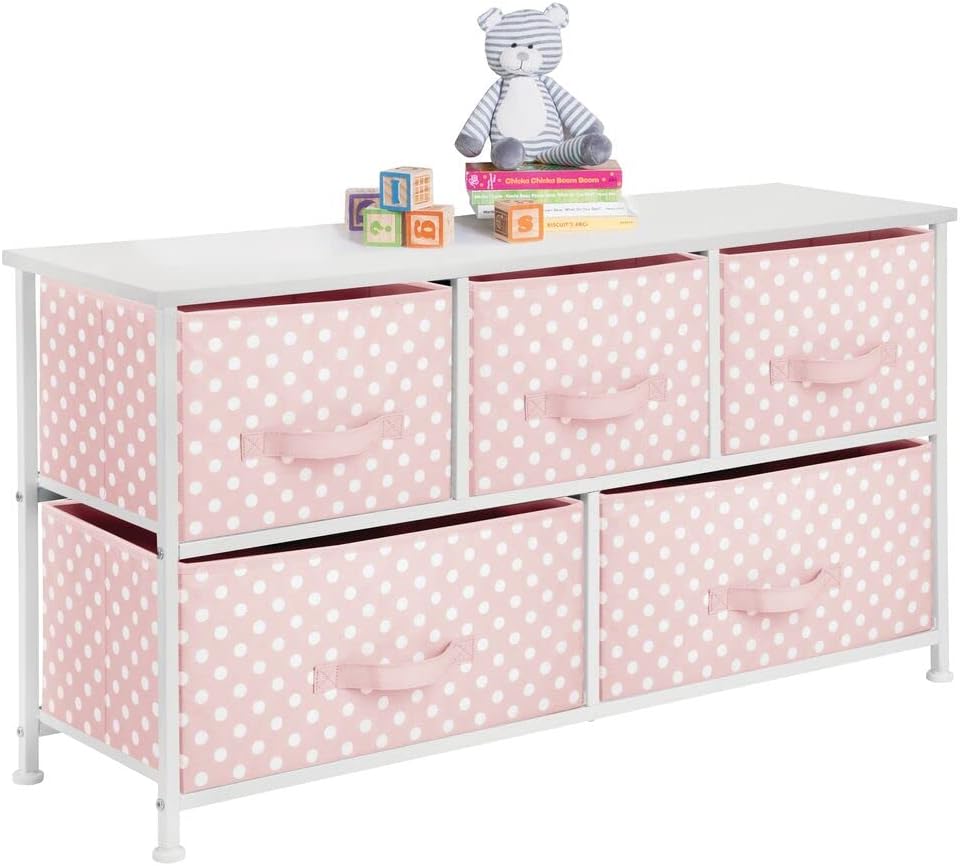 Gray/White 5 Drawer Fabric Storage Dresser U538192
