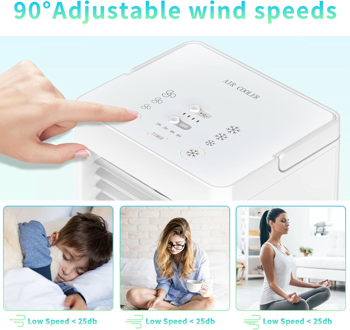 Portable Evaporative Air Cooler Fan, 5000mAh Rechargeable, Pack of 2 B889949