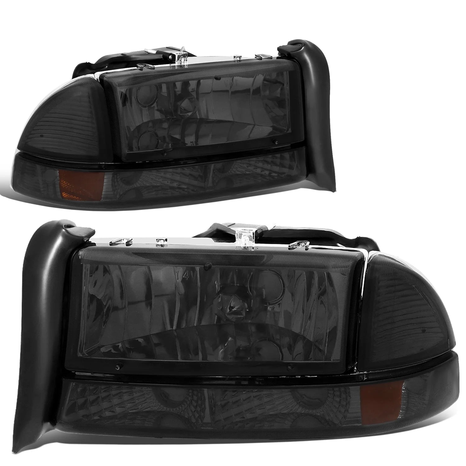 4pcs Replacement Headlight and Bumper Lamp Smoked Housing Amber Side F381477